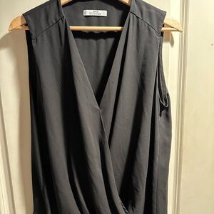 Sleeveless Black Wrap Blouse